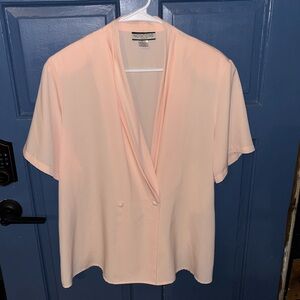 Notations Women's Pink Short-Sleeve Draped Blouse